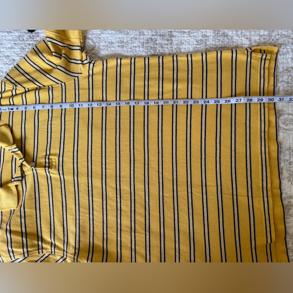 Old Navy Yellow and Black Striped Polo Shirt, L 🦋 - Picture 5 of 5
